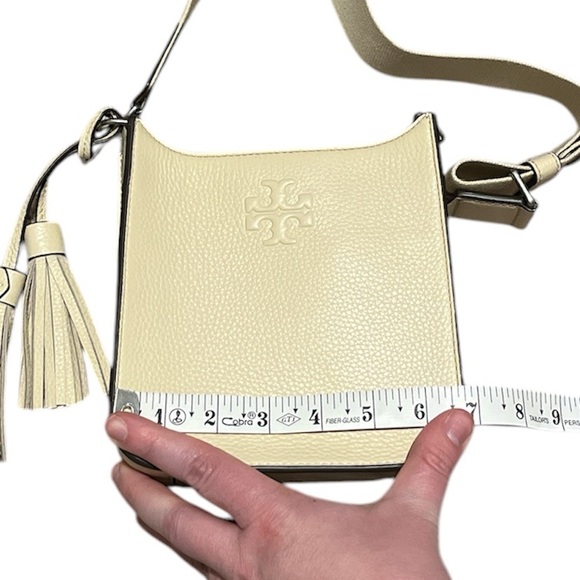 Tory Burch Women's Thea Mini Web Leather Shoulder Bag Purse in New Cream - Picture 11 of 14